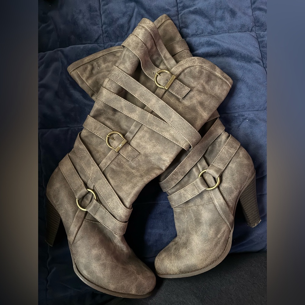 Women's Brown Strappy Boots